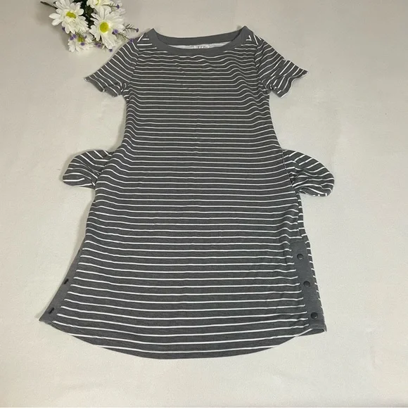 Maurices Striped T-Shirt Dress Gray White Short Sleeve Casual Bodycon Size XS - Picture 6 of 10